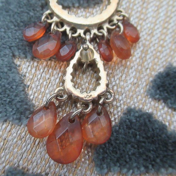 Liz Claiborne Chandelier Earrings faceted stones w/ rhinestones 3" Inches Long - Picture 4 of 4